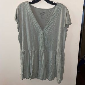 Torrid SUPER SOFT SAGE GREEN LACE TRIM BABYDOLL TOP